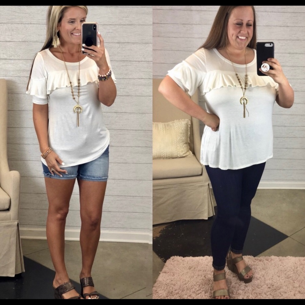 NWOT white ruffle blouse